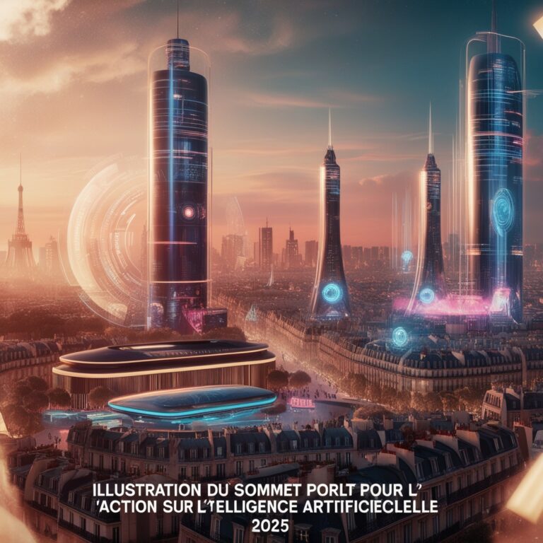"Illustration futuriste de Paris en 2025, mettant en évidence l'intégration de l'intelligence