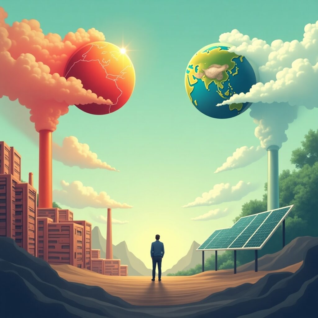 illustration conceptuelle capturant l’impact environnemental de l’IA générative
