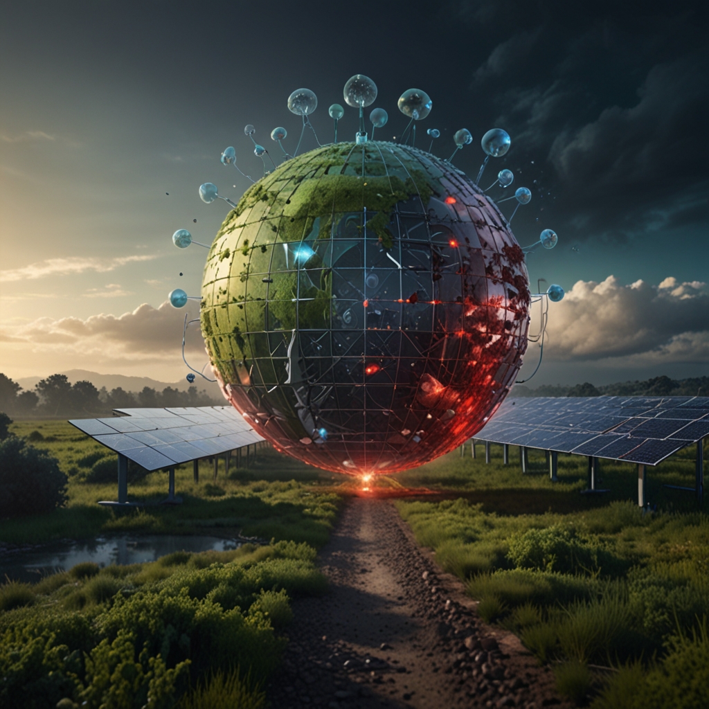 illustration conceptuelle capturant l’impact environnemental de l’IA générative