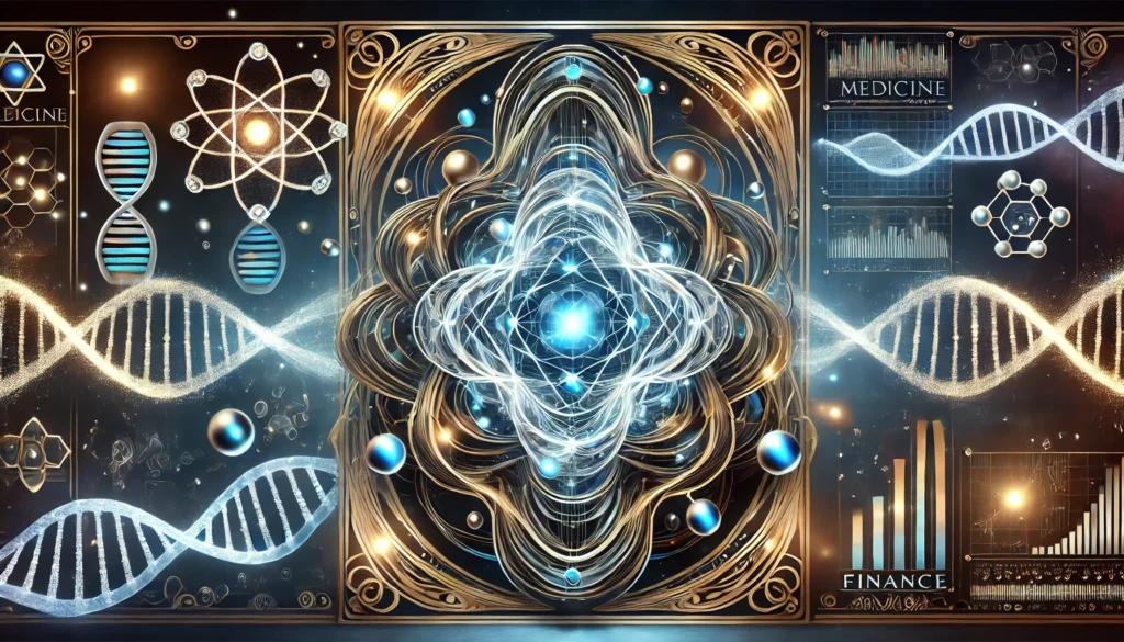 Une illustration futuriste et lumineuse représentant l’informatique quantique